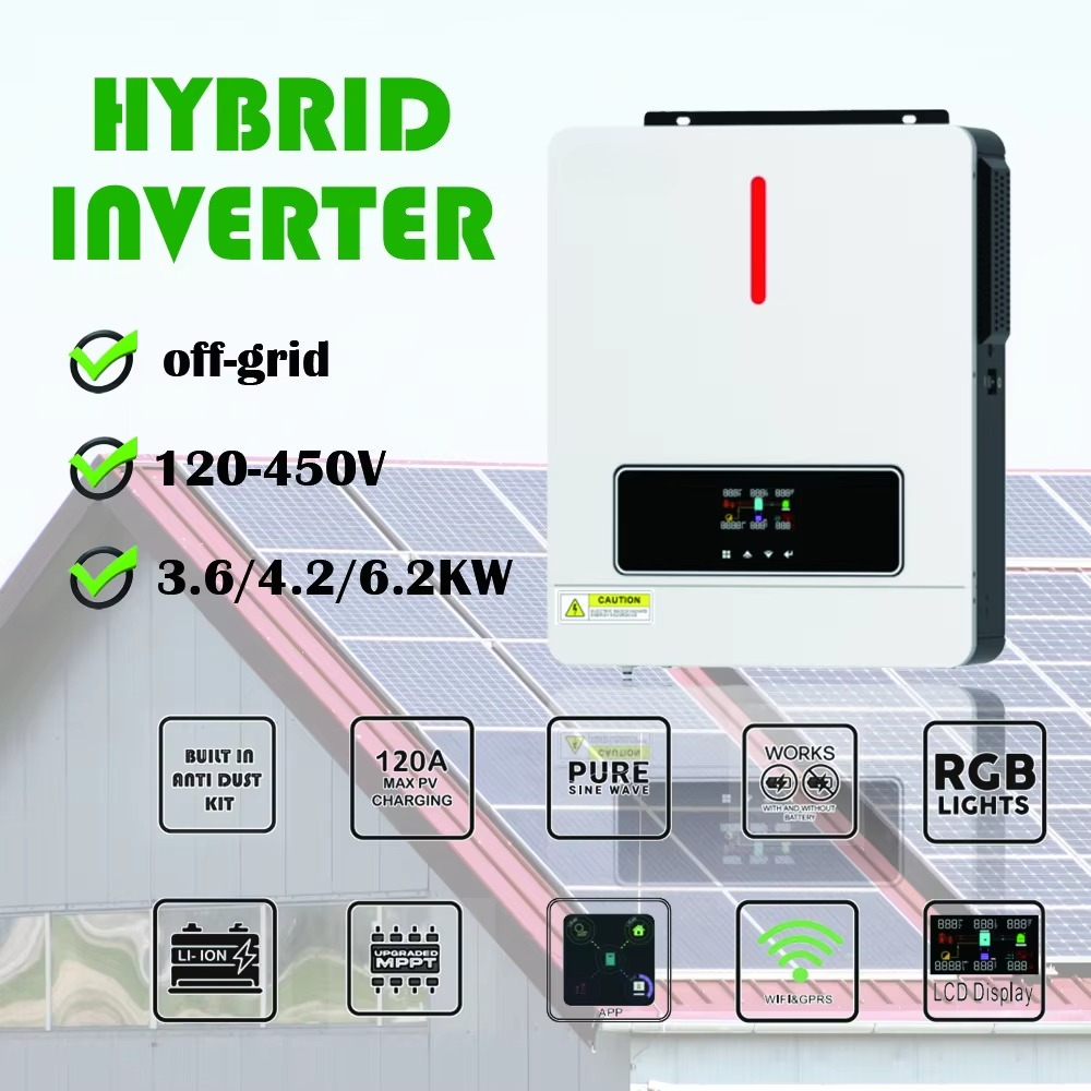 Pure Sine Wave Inverter - อินเวอร์เตอร์พลังงานแสงอาทิตย์แบบไฮบริด MPPT ประสิทธิภาพสูง 99% 220V 24V