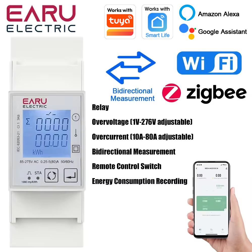 Energy Meter Bidirectional - เครื่องวัดพลังงานแสงอาทิตย์ EARU AC 110V 220V 50/60Hz