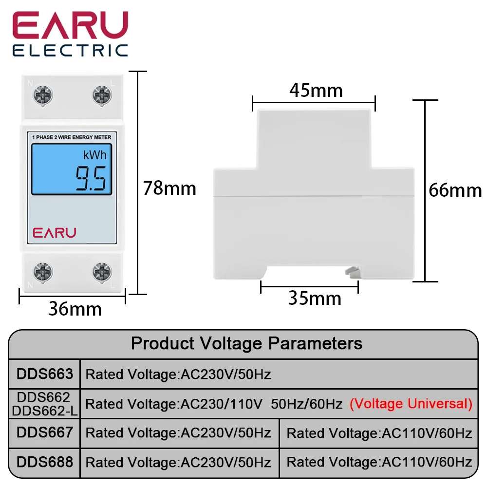 Single Phase LCD Digital Energ - Energy Meter Bidirectional บทวิจารณ์และราคา